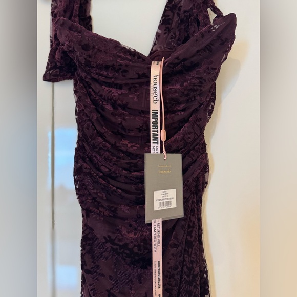 NWT House of CB ISADORA Black Cherry Devore Corset Dress & Gloves, Size Small - Picture 12 of 16
